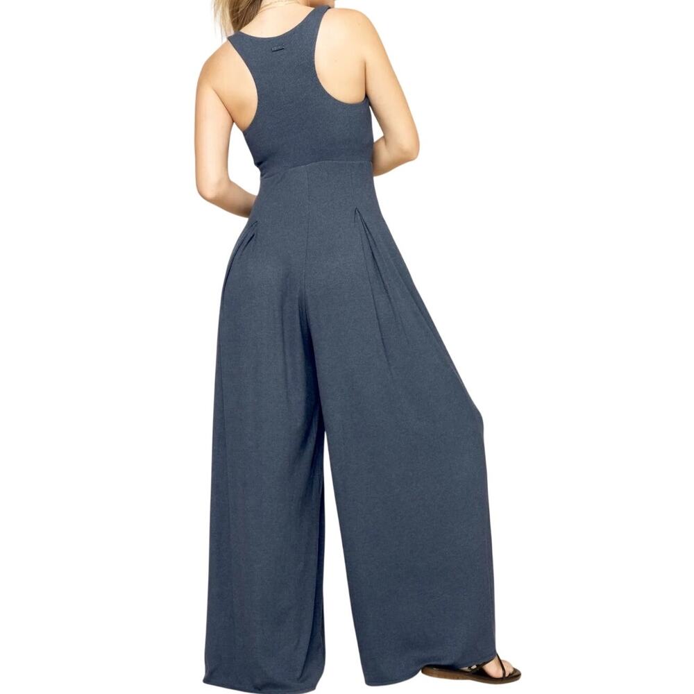 Popflex Go With The Flow Jumpsuit Wide Leg Stormy Weather Blue Pockets XS Tall - Picture 2 of 12